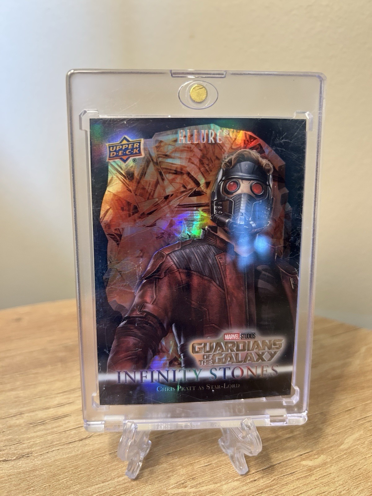 2022 UD Allure Marvel Chris Pratt as Star-Lord Infinity Stones Mind Stone #/299 2022 UD Allure Marvel Chris Pratt as Star-Lord Infinity Stones Mind Stone #/299