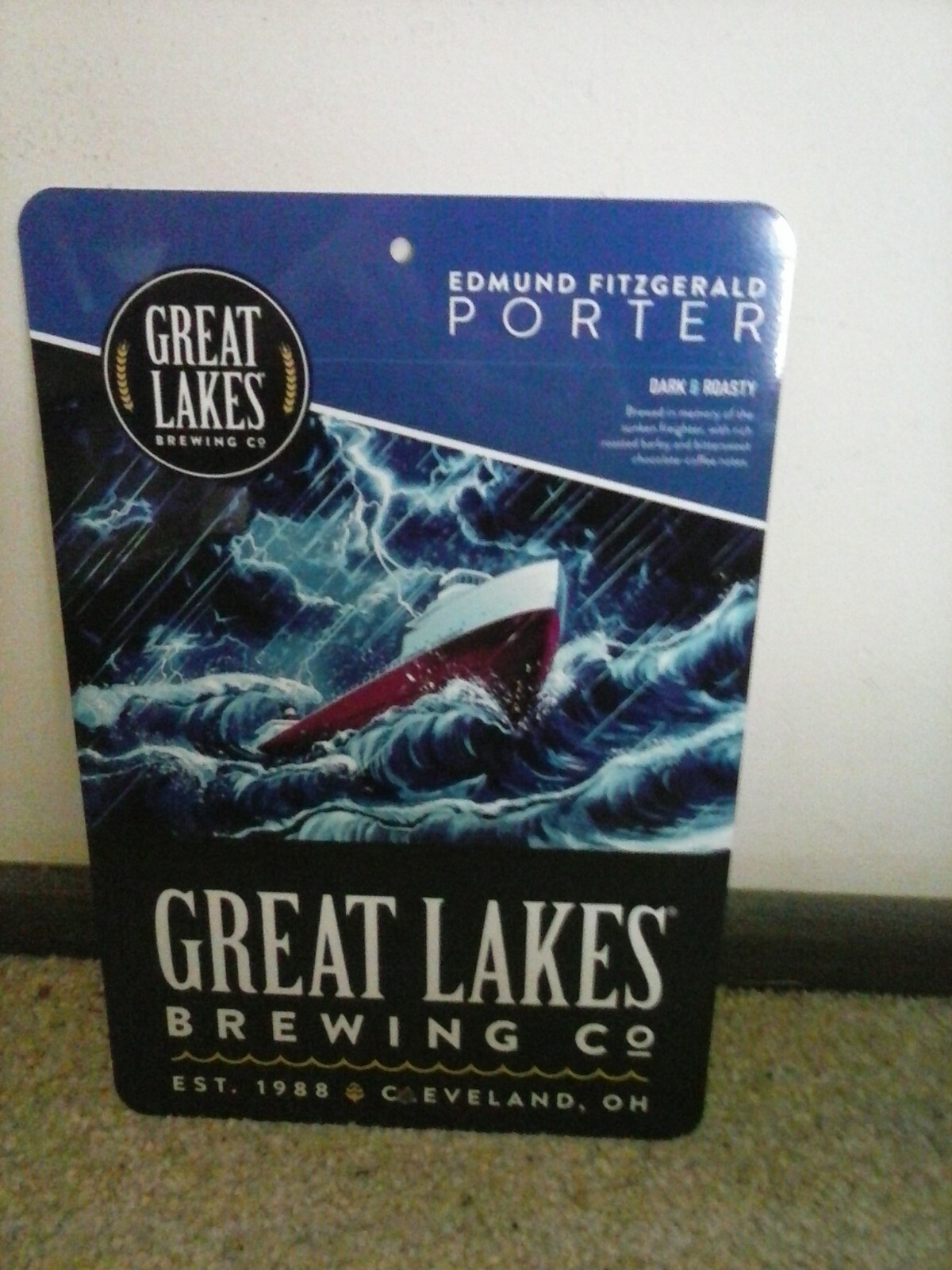 GREAT LAKES BREWING CO. EDMUND FITZGERALD PORTER METAL BEER SIGN 12\