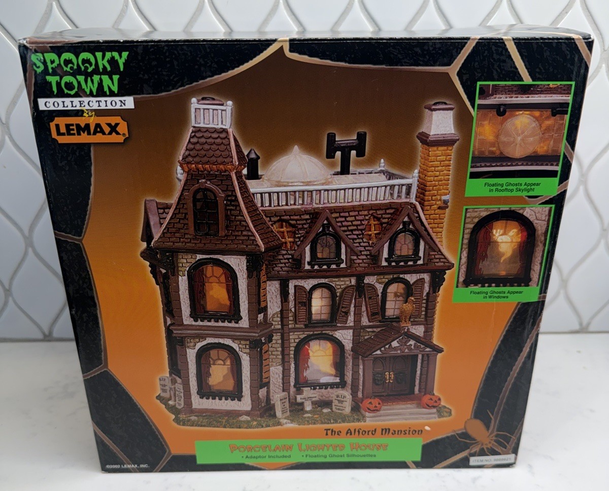 Vintage 2002 Lemax Spooky Town The Alford Mansion Halloween Haunted House