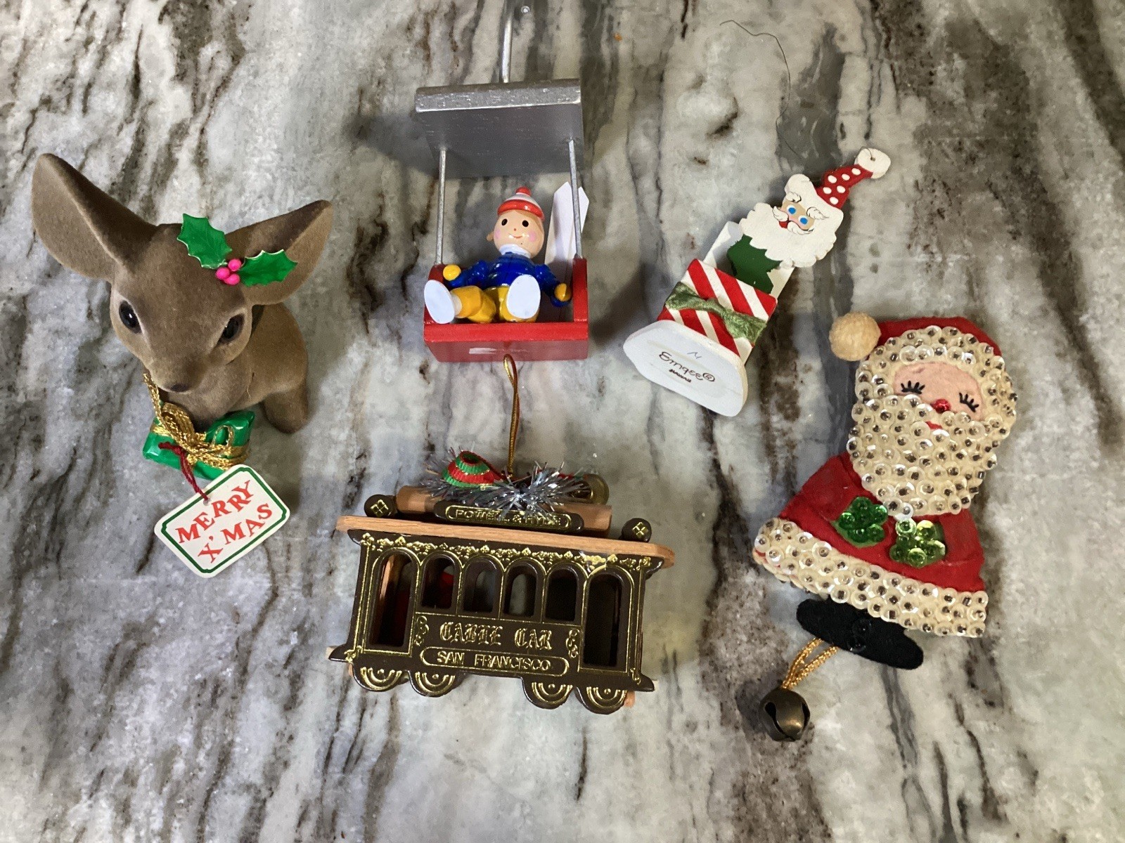 Lot of 5 VTG Christmas Ornaments-Josef’s, Emgee and More 