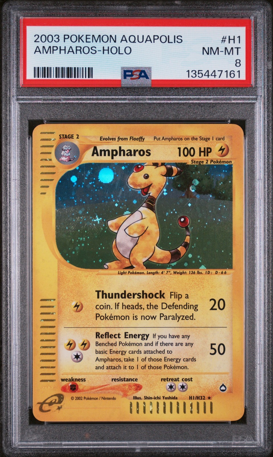 Nintendo Pokemon Aquapolis Ampharos Holo H1/H32 PSA 8 English 2003