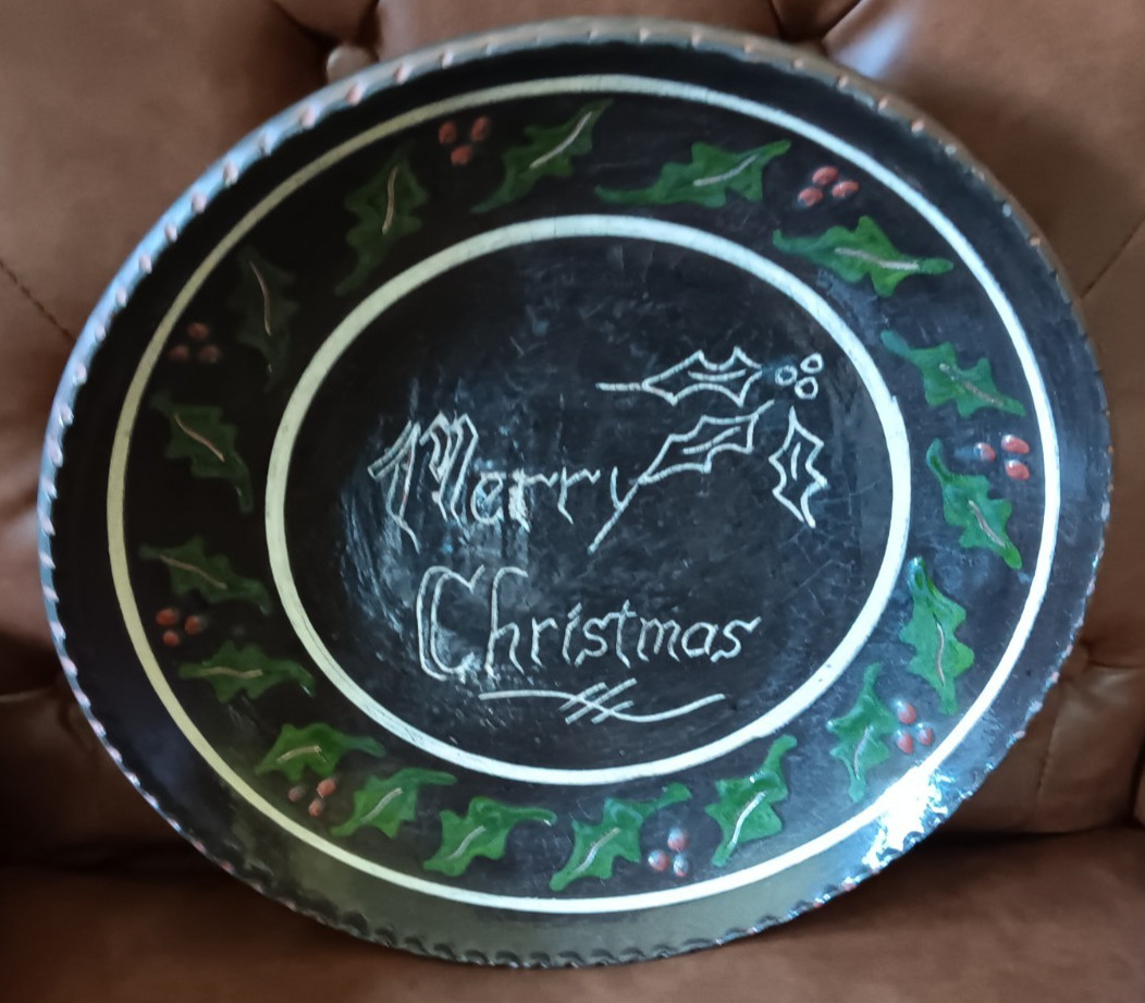 Vintage Turtlecreek Potters David T Smith Redware Christmas Plate Charger Signed Vintage Turtlecreek Potters David T Smith Redware Christmas Plate Charger Signed
