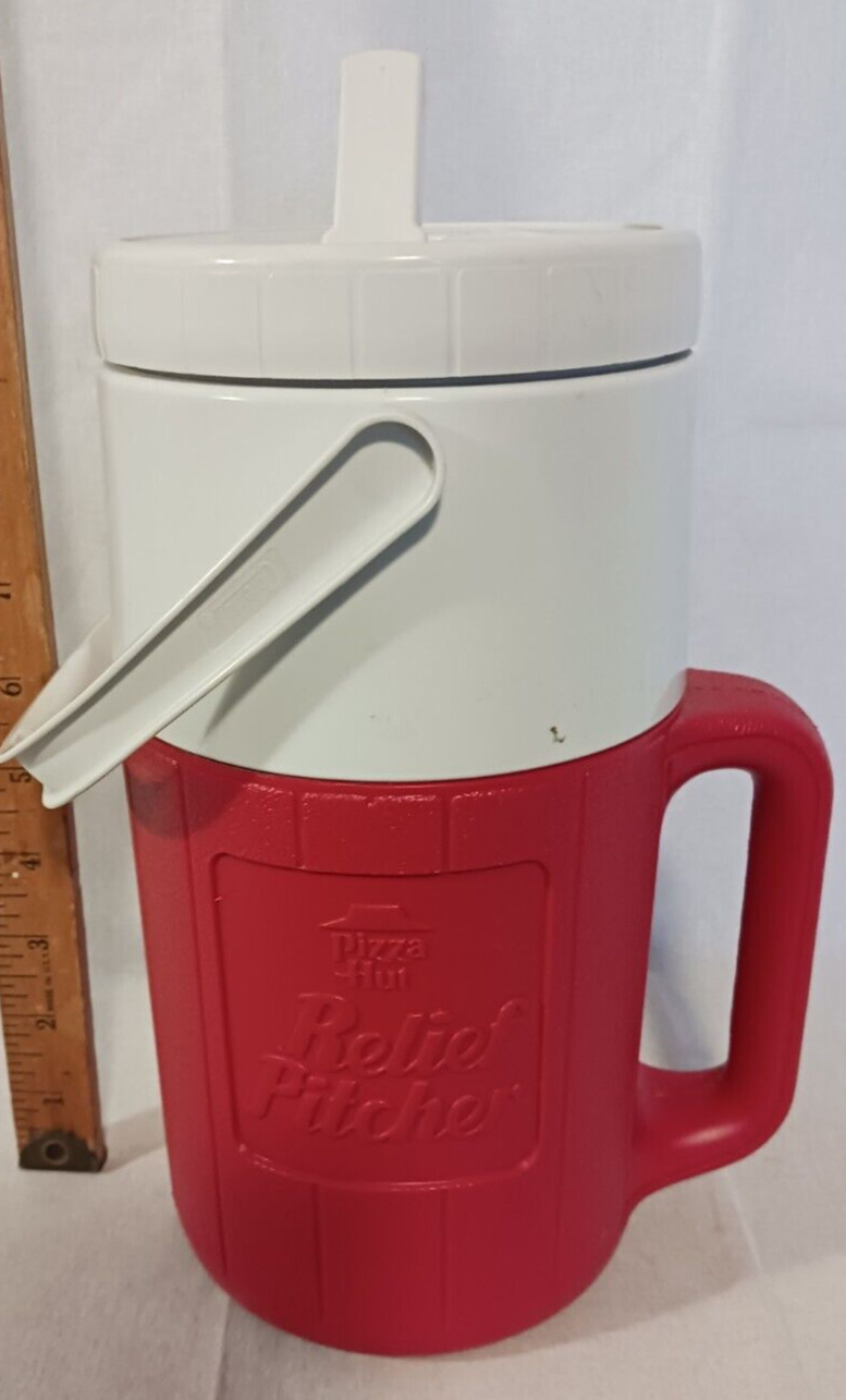 Vintage 1980's Coleman Red Pizza Hut Relief Pitcher Drinking Cooler