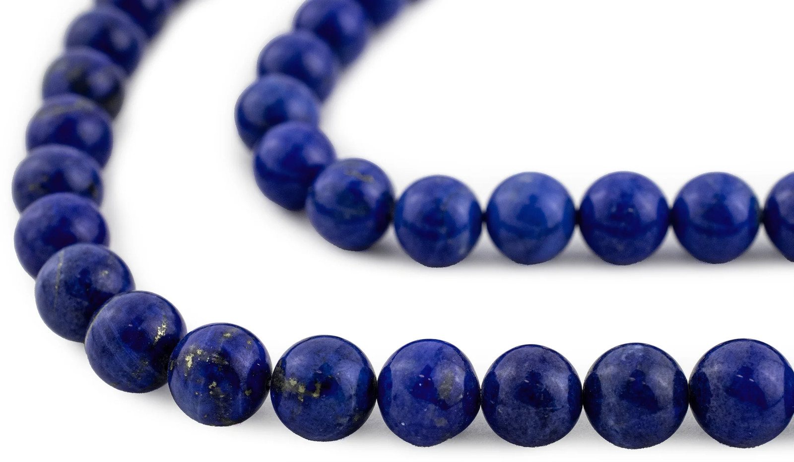 Vintage Round Bright Lapis Lazuli Beads 10mm Blue Gemstone 16 Inch Strand
