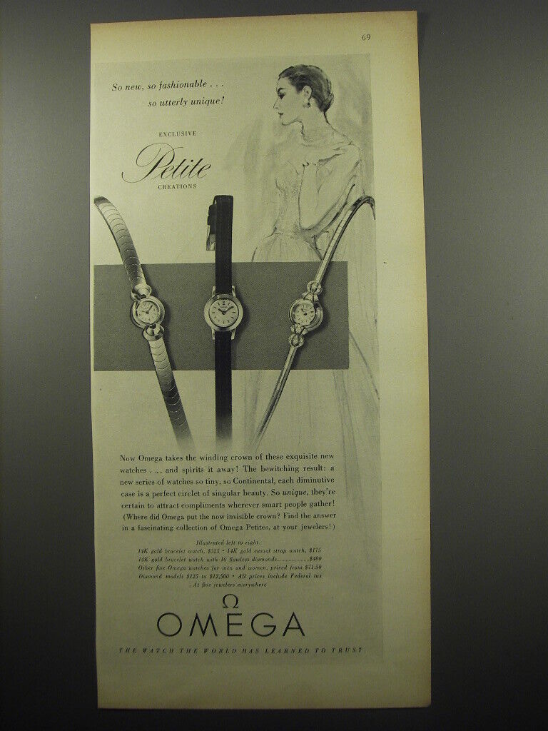 1955 Omega Watches Ad - So new, so fashionable.. so utterly unique