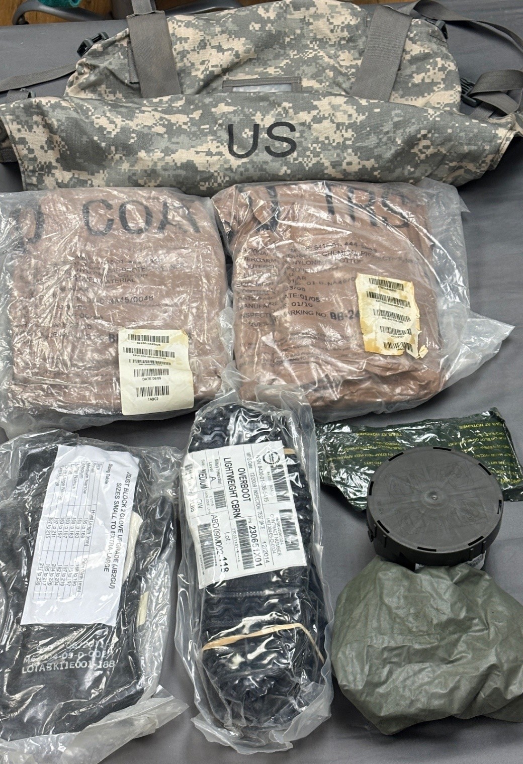USGI JSLIST CBRN Gear Bag Complete Kit ACU UCP 8465-01-540-9951