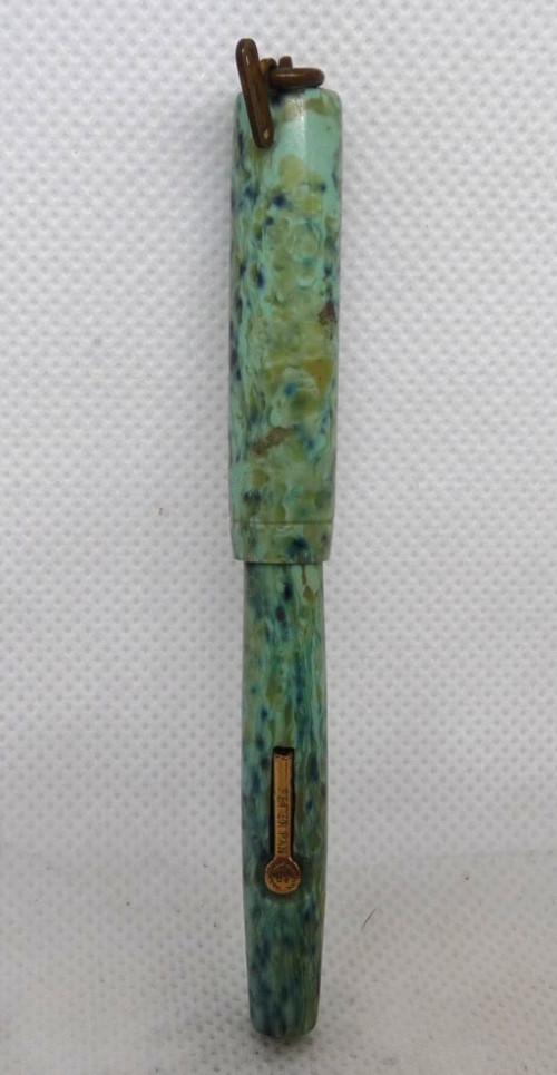 Salz Bros.Vintage Green Marble  Peter Pan Fountain Pen-restored