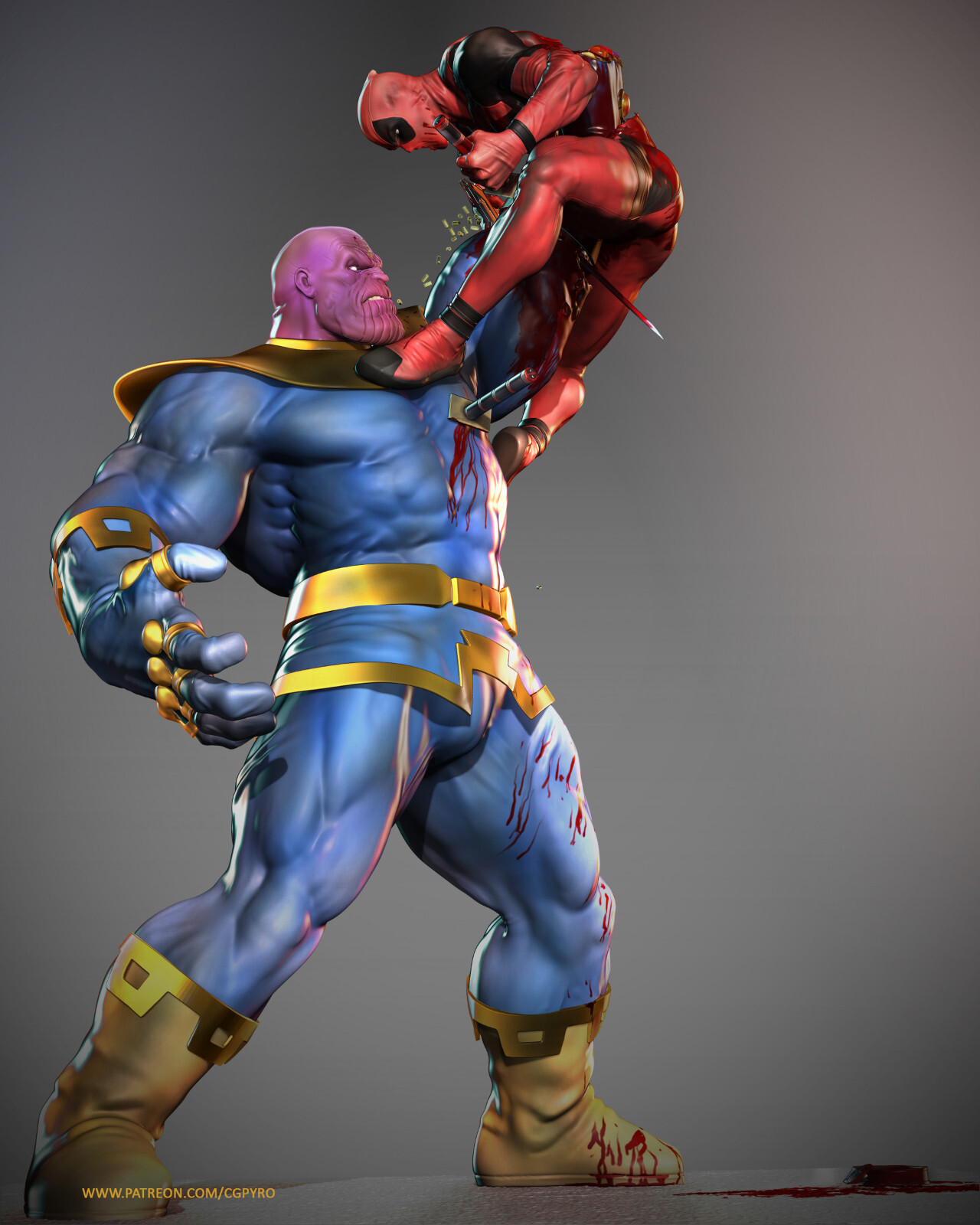 Deadpool vs Thanos Resin Sculpture Statue Model Kit Unpainted/Unassembled