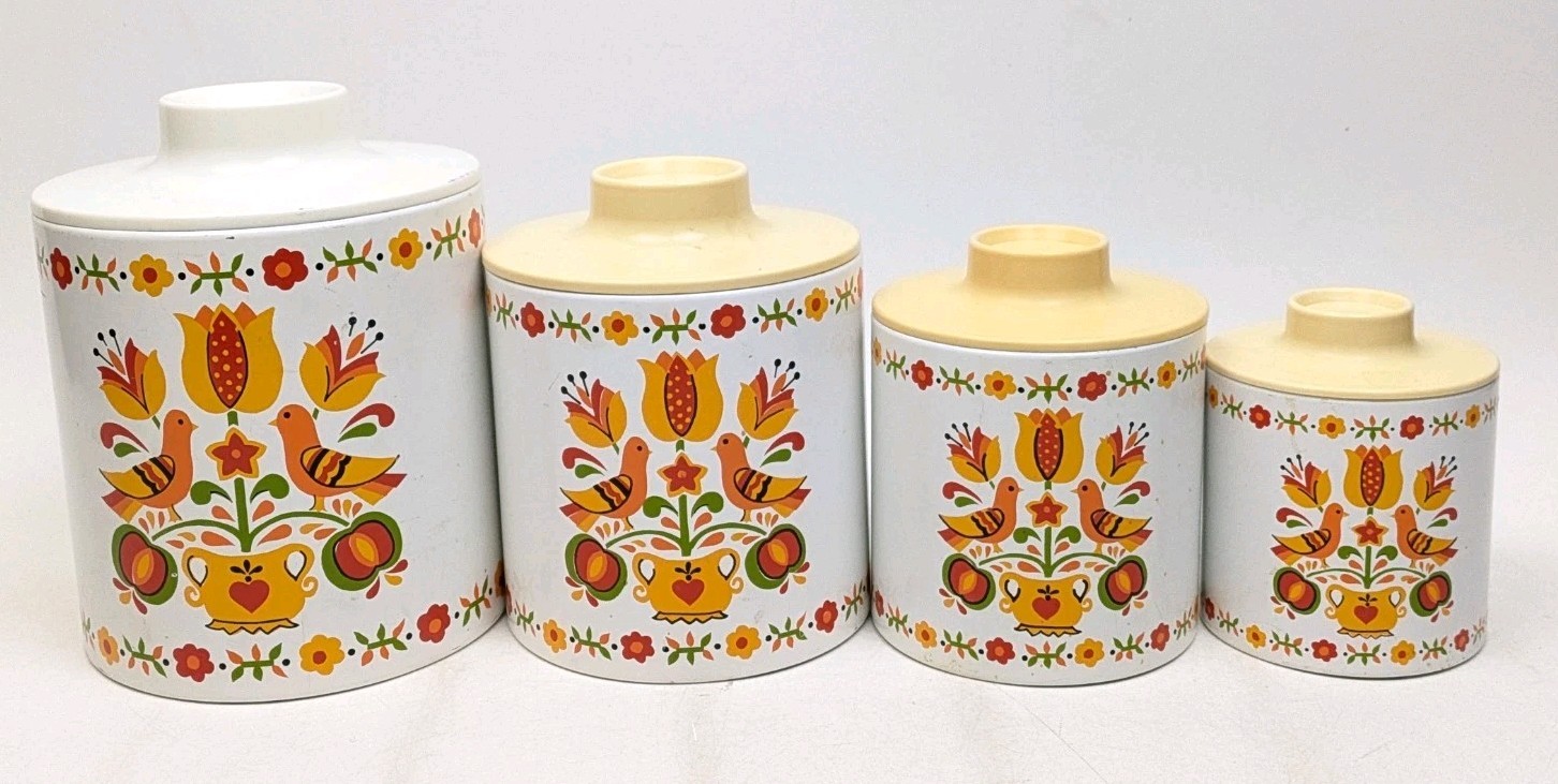 Vintage Ransburg Nesting Canister Set of 4 Kitchen Storage Containers Retro