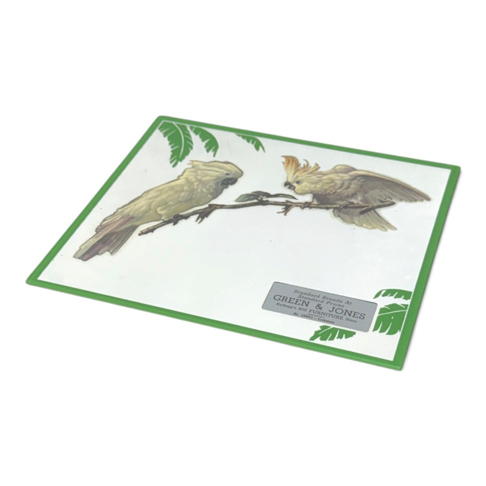 Vintage 1947 Green & Jones Kellogg Idaho Cockatoos Advertising Mirror Vernon 9x8