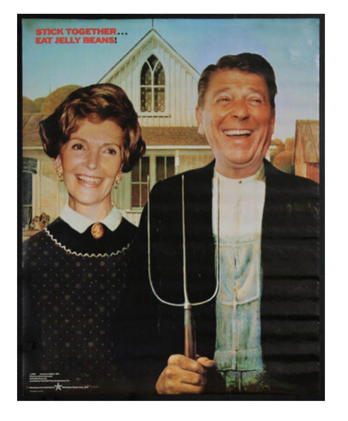 Vintage 1981 Ronald and Nancy Reagan “Stick Together…Eat Jellybeans” Poster