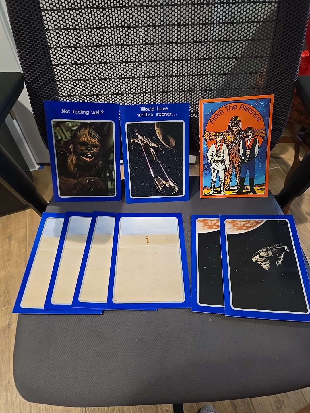 Nine Vintage Star Wars Greetings Cards, Great Shape, No Envelopes
