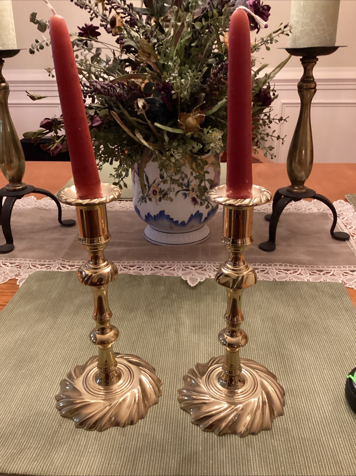 Pair Of Vintage Brass Candle Stand Pair Of Vintage Brass Candle Stand