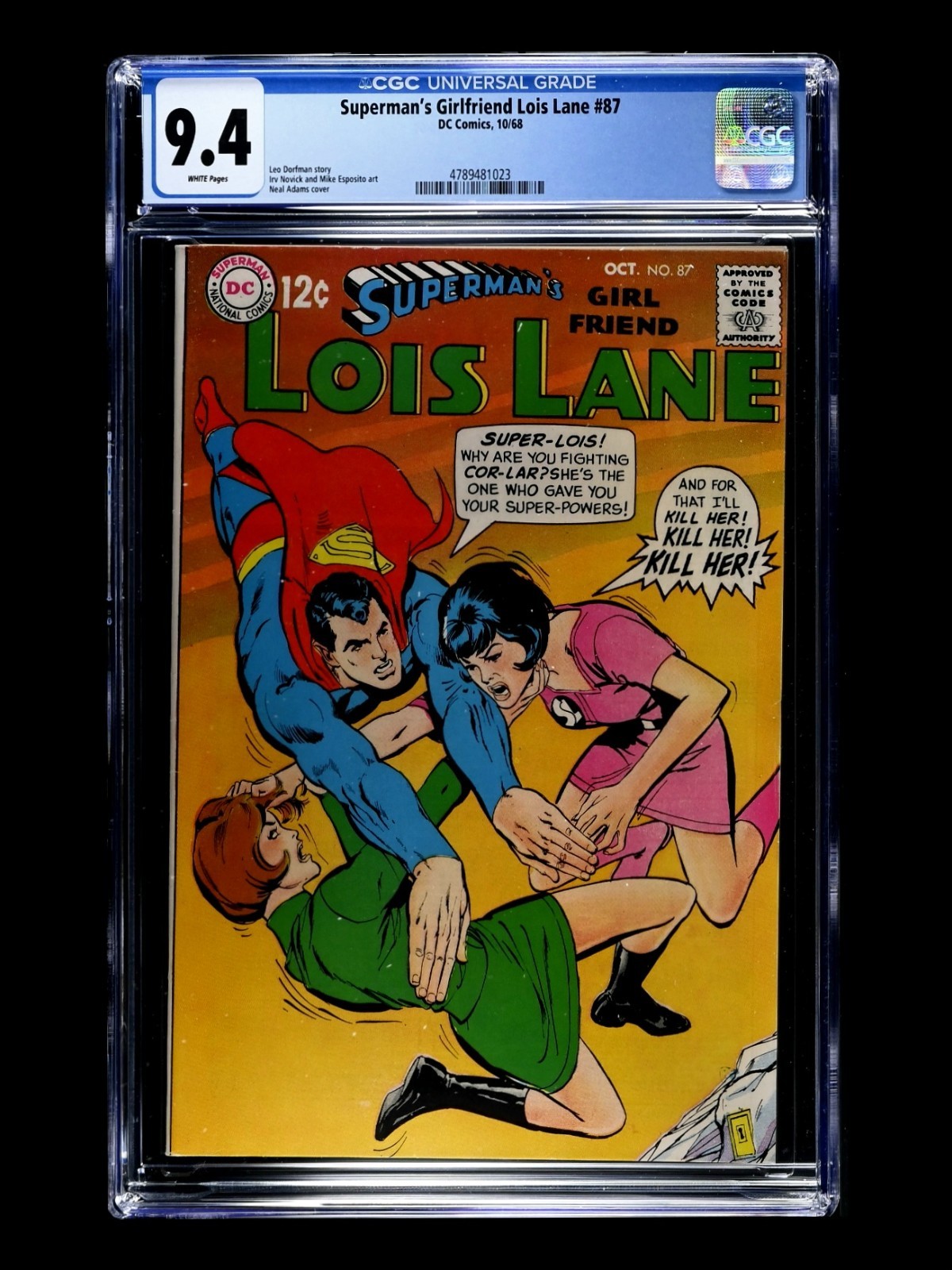 Superman's Girl Friend, Lois Lane #87 DC 1968 CGC 9.4 WP Neal Adams Cover / Key Superman's Girl Friend, Lois Lane #87 DC 1968 CGC 9.4 WP Neal Adams Cover / Key
