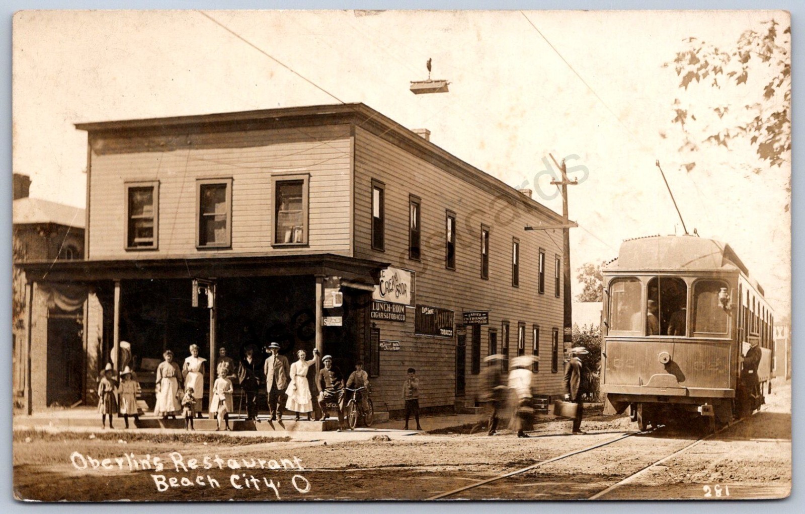 K11/ Beach City Ohio Postcard c1910 Trolley Oberlin\'s Railway Depot 48