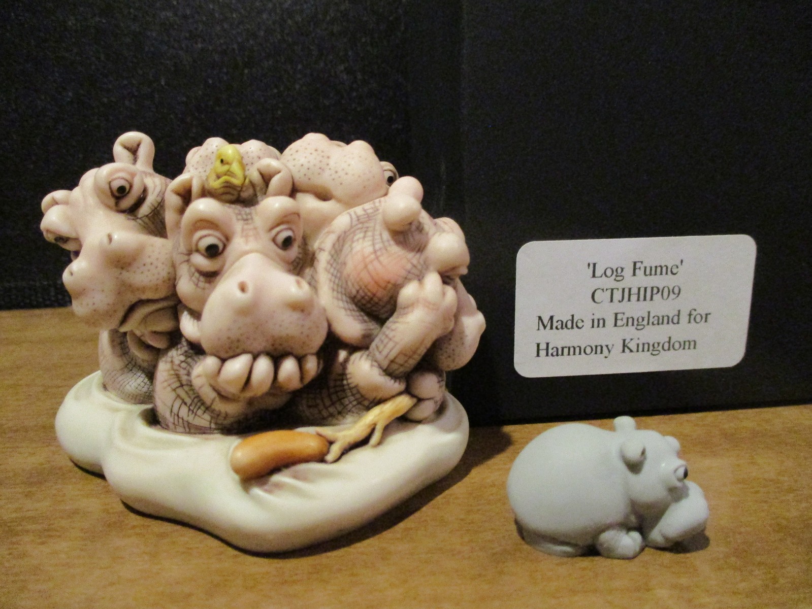 Harmony Kingdom Log Fume Hippos on a Raft Black Box LE 350 RARE