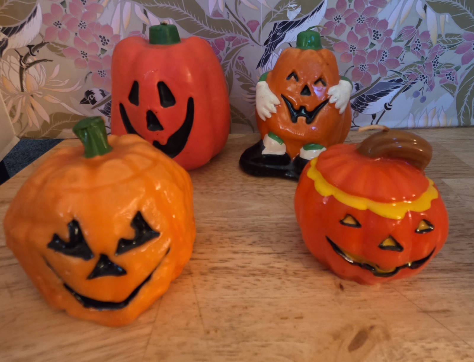 Vtg 4 Halloween Jack-O-Lantern Candles Different Styles 1960s To 1970s