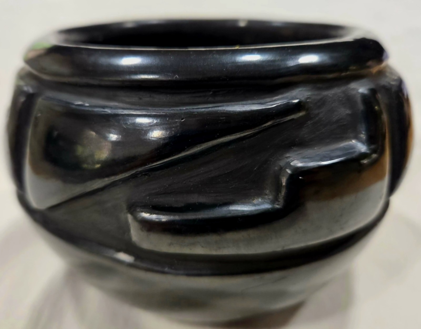 SANTA CLARA BLACKWARE MARGARET TAFOYA SIGNATURE VTG PUEBLO 5x4” DEEP CARVE