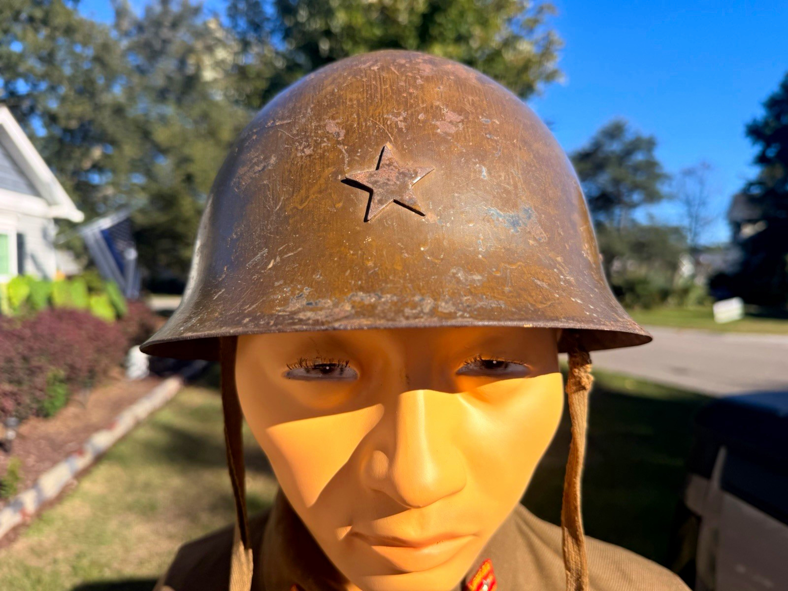 WWII Japanese Army Steel Helmet w/ Star, Liner, Chinstrap, Box Included