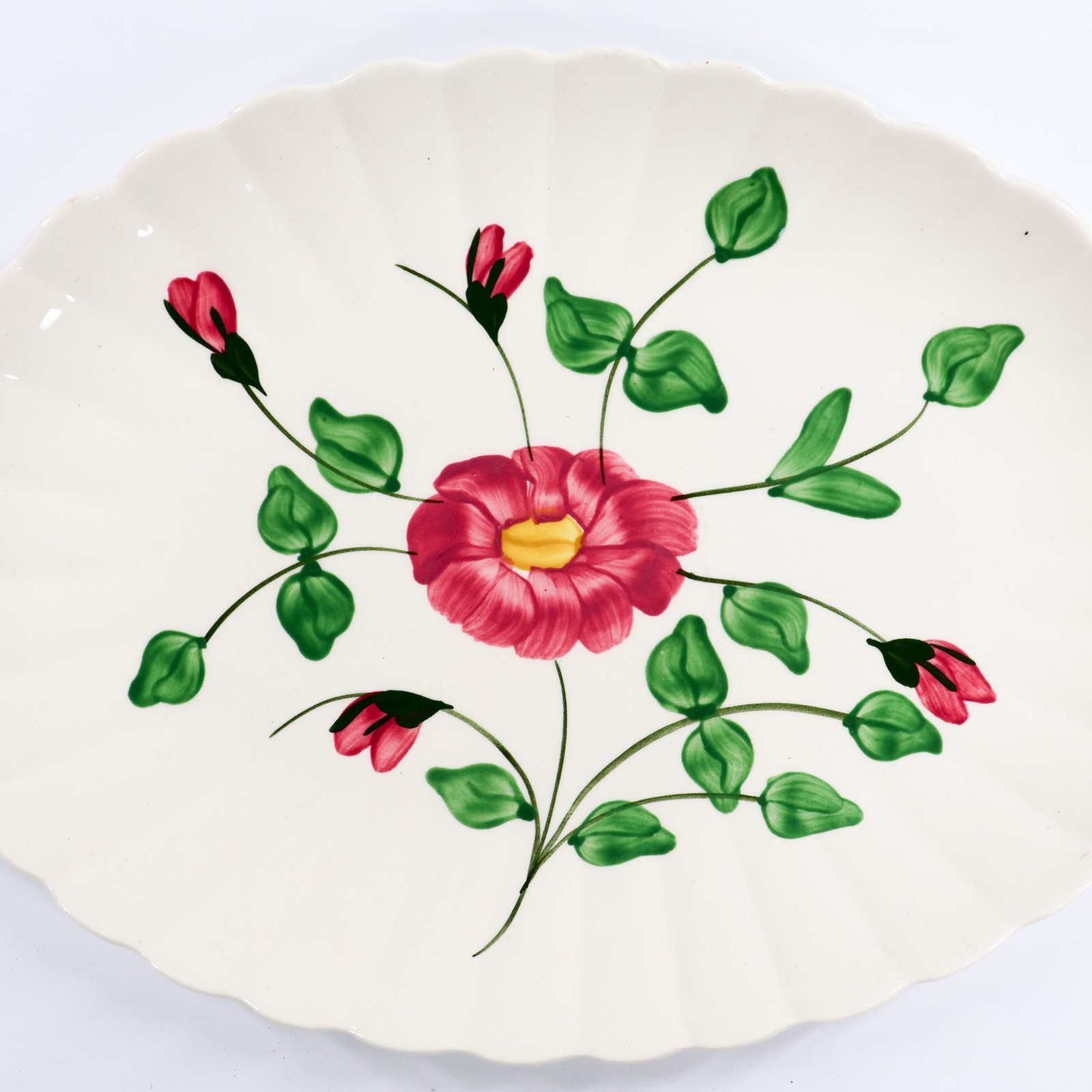 Vintage Blue Ridge Southern Potteries Rock Rose Large Oval Serving Platter 15in