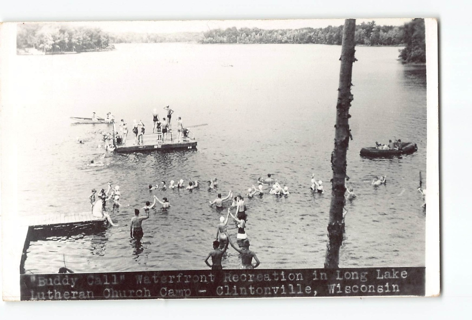 Clintonville Wisconsin WI Vintage RPPC Real Photo Long Lake Lutheran Church Camp