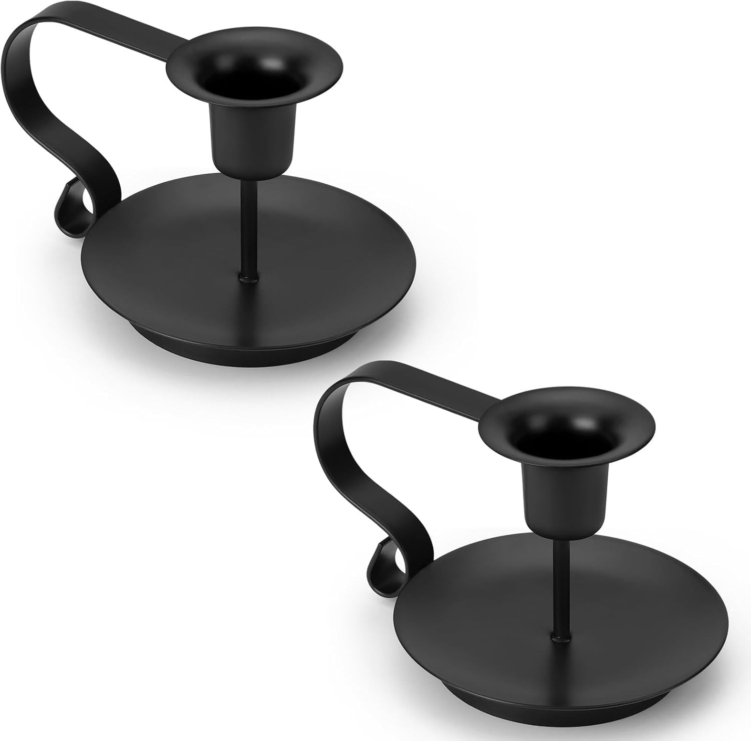 Black Taper Candle Holders Set of 2, Iron Candlestick Holders