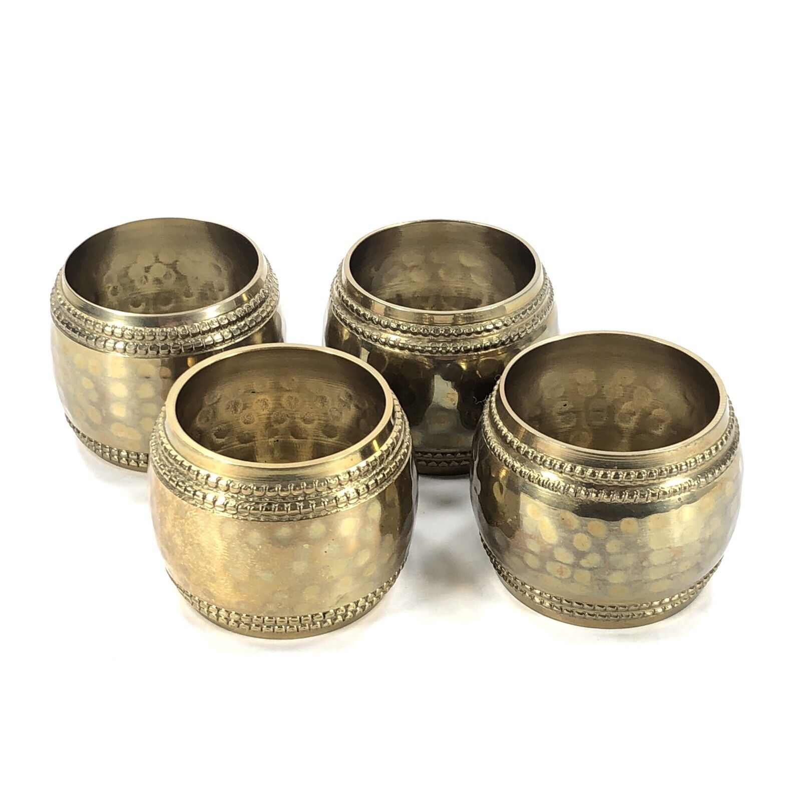 4ct Brass Napkin Rings Hammered Goldtone Metal 
