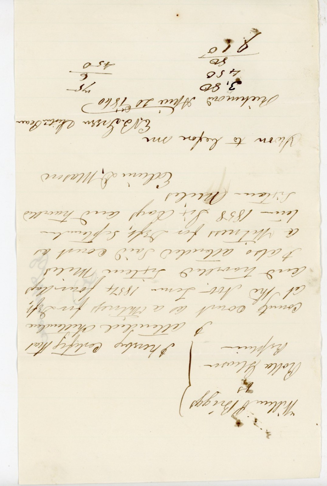 1840 Richmond Vermont Legal Document Witness Fee Certificate Edwin Mason signed