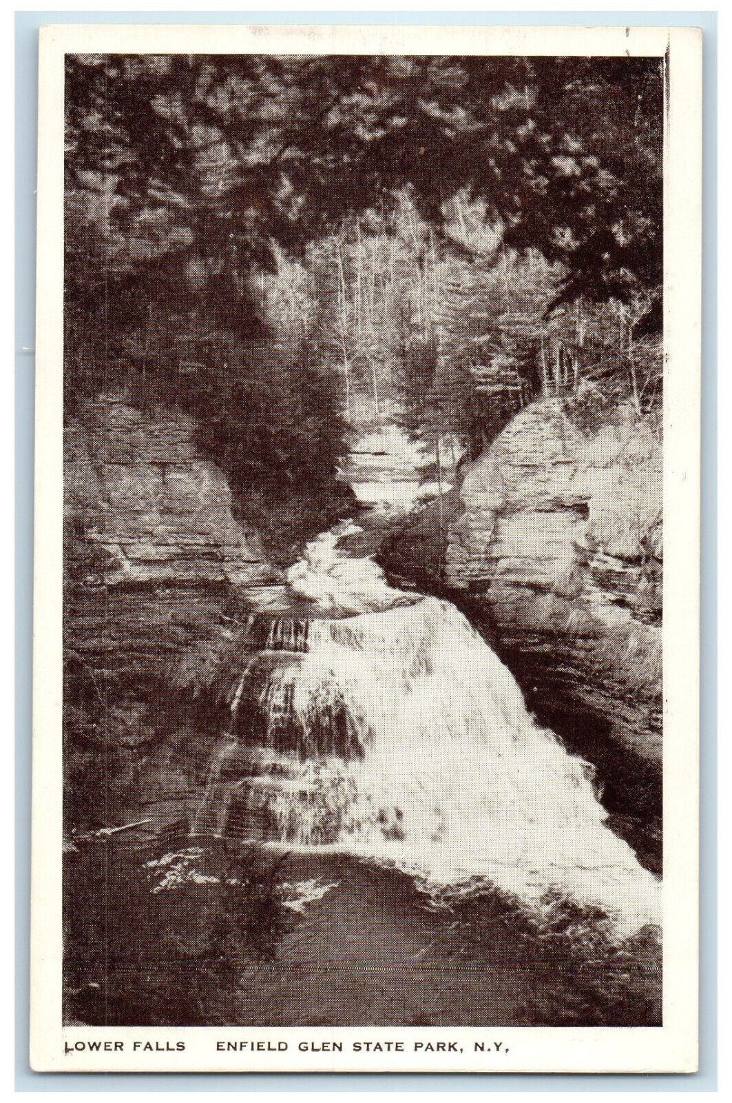c1940\'s Lower Falls Enfield Glen State Park New York NY Vintage Postcard
