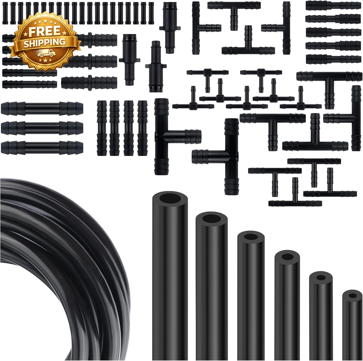 Multipurpose Vacuum Line Kit  6Pcs 5Ft Vacuum Hose Automotive+64Pcs Vacuum Line