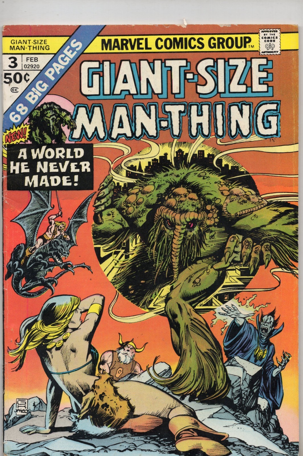 Giant-Size Man-Thing Comic Book #3 Marvel 1975 Grade VG 4.0