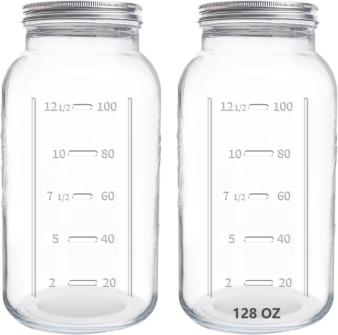 128 Oz Mason Jars Extra Wide Mouth 2 Pack, 1 Gallon Glass Large 128 Oz Mason Jars Extra Wide Mouth 2 Pack, 1 Gallon Glass Large