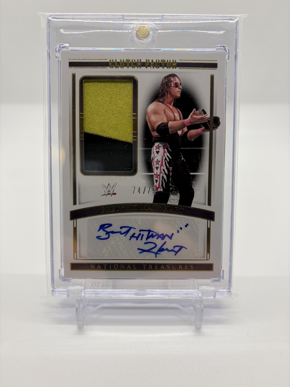 2024 WWE National Treasures BRET HITMAN HART Auto Patch Clutch Factor #/75