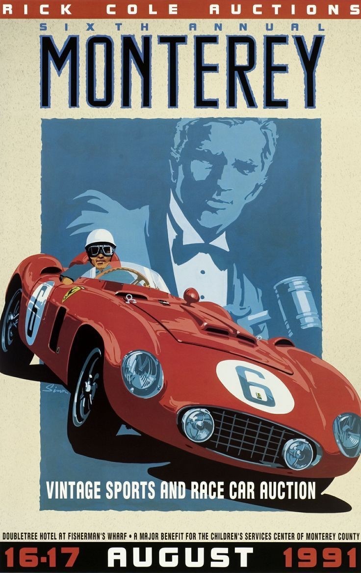 Sixth Annual Monterey vintage sports event Repro Print Poster aprox 13x19 Sixth Annual Monterey vintage sports event Repro Print Poster aprox 13x19
