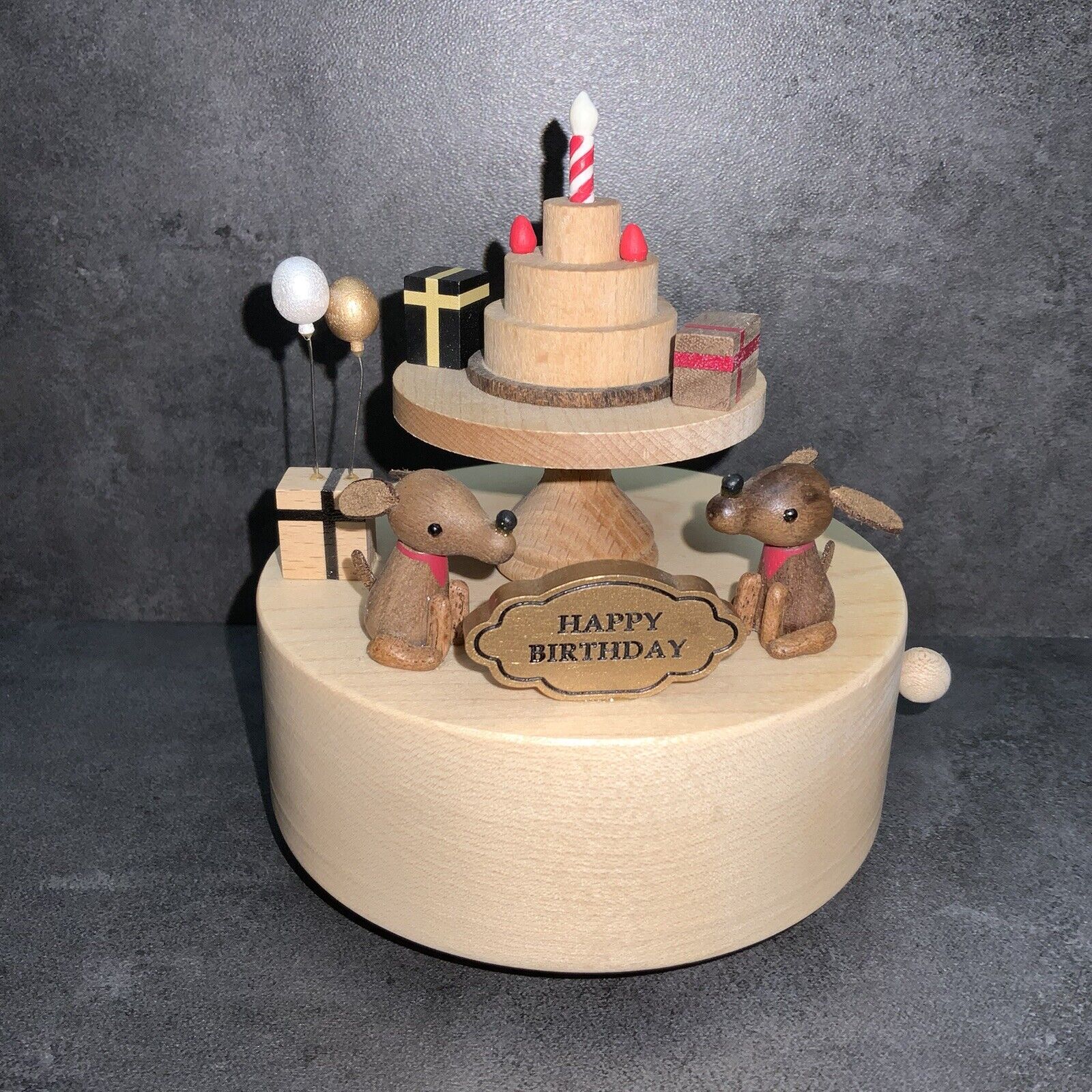 Wooderful Life Collectible Music Box Birthday Cake Handcrafted Wood