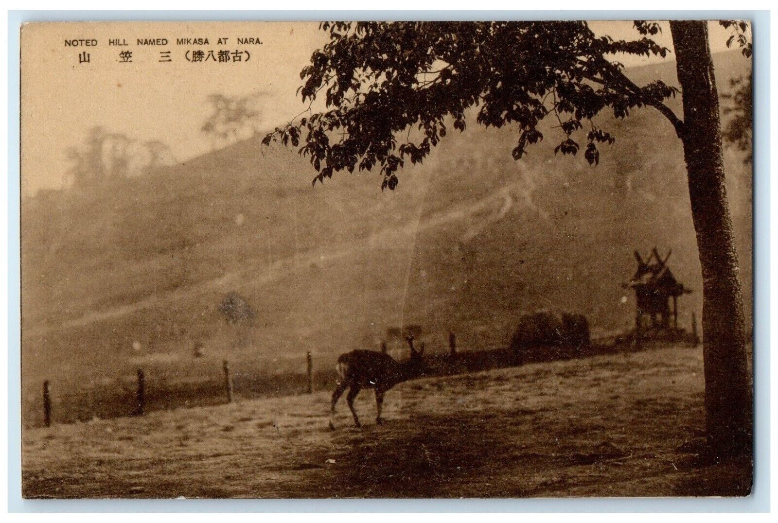 c1940's Noted Hill Named Mikasa at Nara Japan Vintage Unposted Postcard