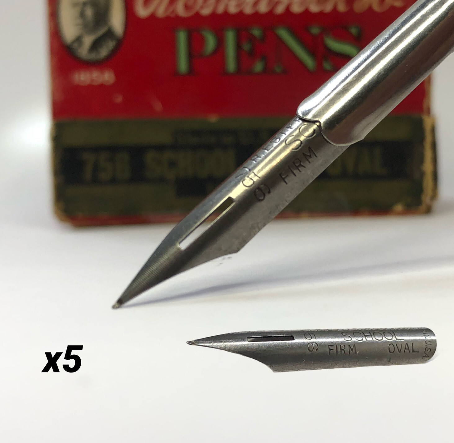 x5 Esterbrook 756 Fine Oval Pen Nibs for Dip Pens Vintage Calligraphy NEW 