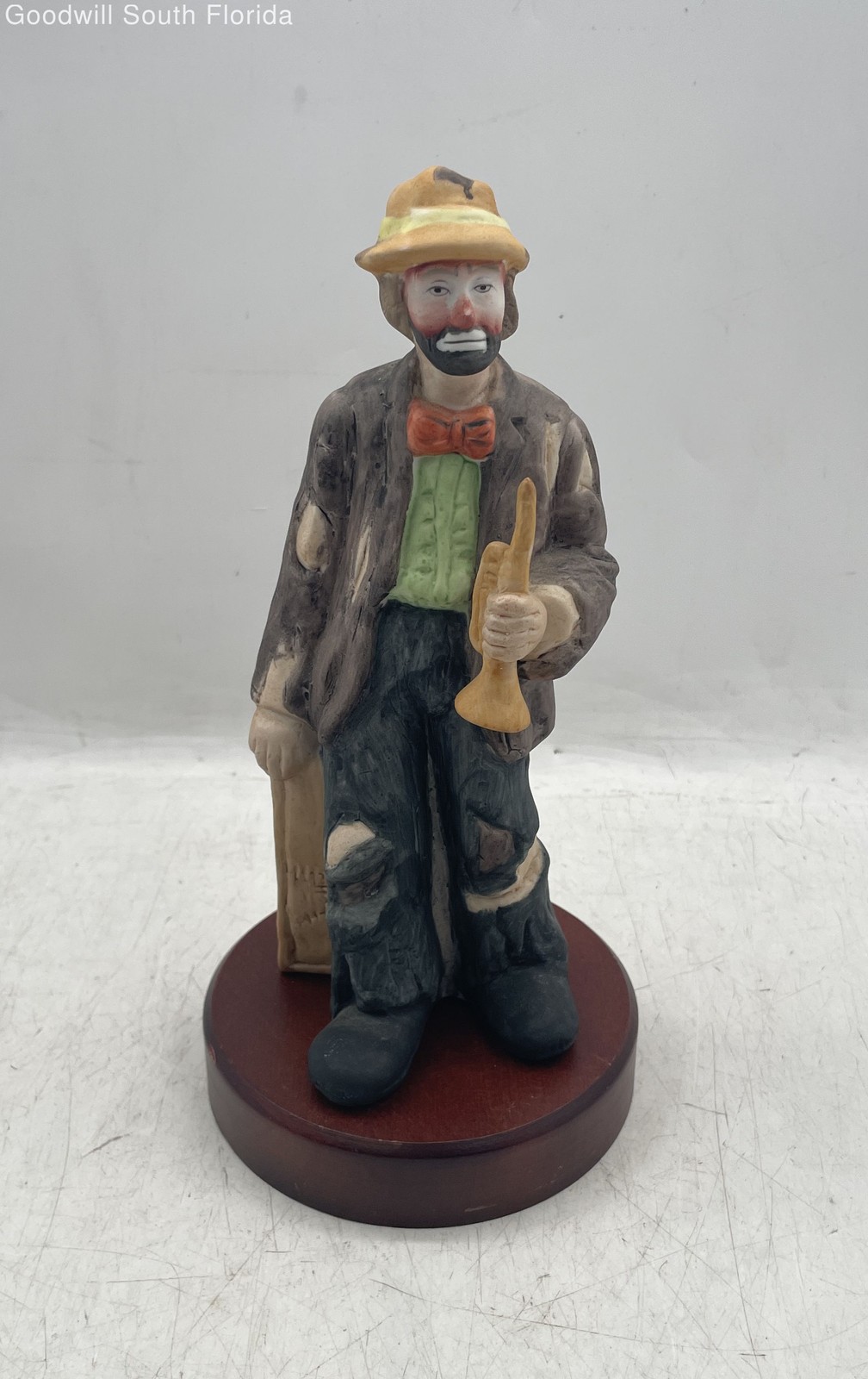 Vintage Flambro Emmett Kelly Jr Command Performance Horn Player Clown Figurines