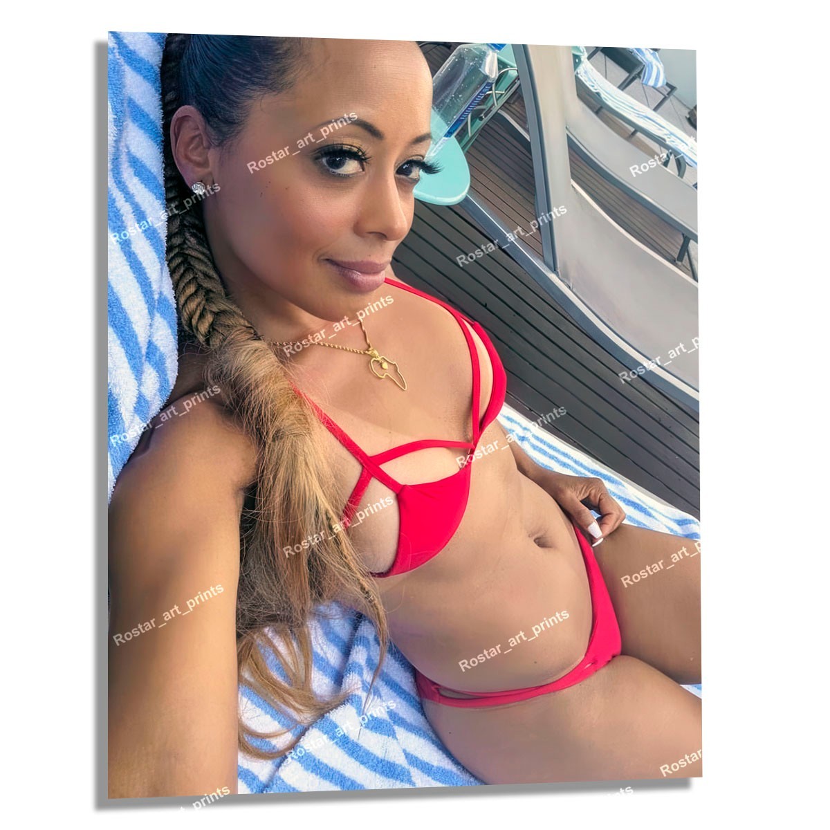 8x10 ESSENCE ATKINS Ebony Actress Bikini Selfie EXCLUSIVE HQ Photo Print EAK007