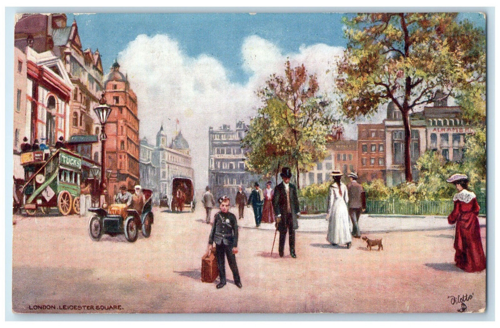 c1910 Leicester Square Scene London England Oilette Tuck Art Postcard