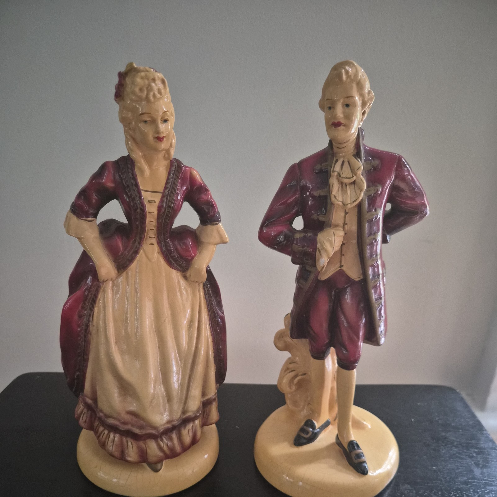 Vintage Roman Art Co. Inc Chalk figure Robia Ware Woman & Man Dancing 1940s