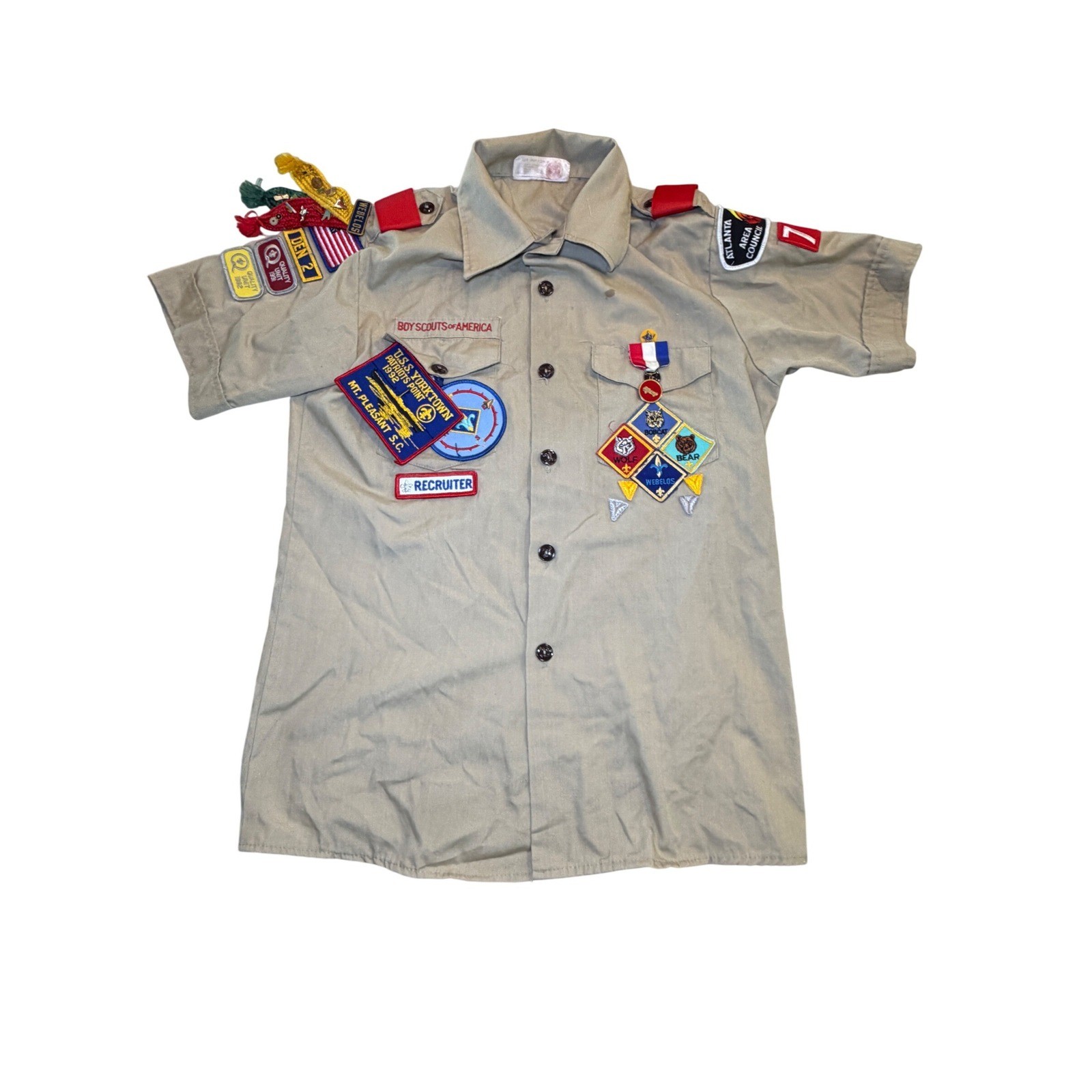 Vintage Boy Scouts of America Uniform Shirt Patches Pins 80s-90s Atlanta Council