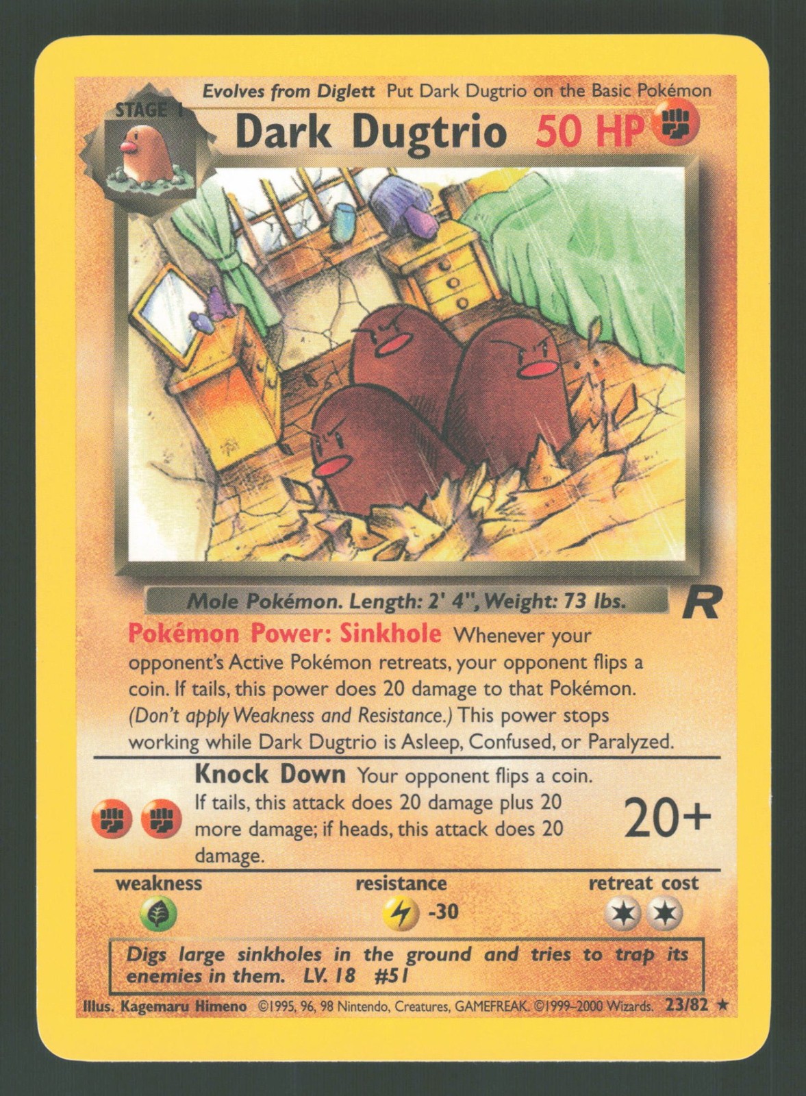 English LP Dark Dugtrio (23) 23/82 TR Unlimited Pokemon Team Rocket