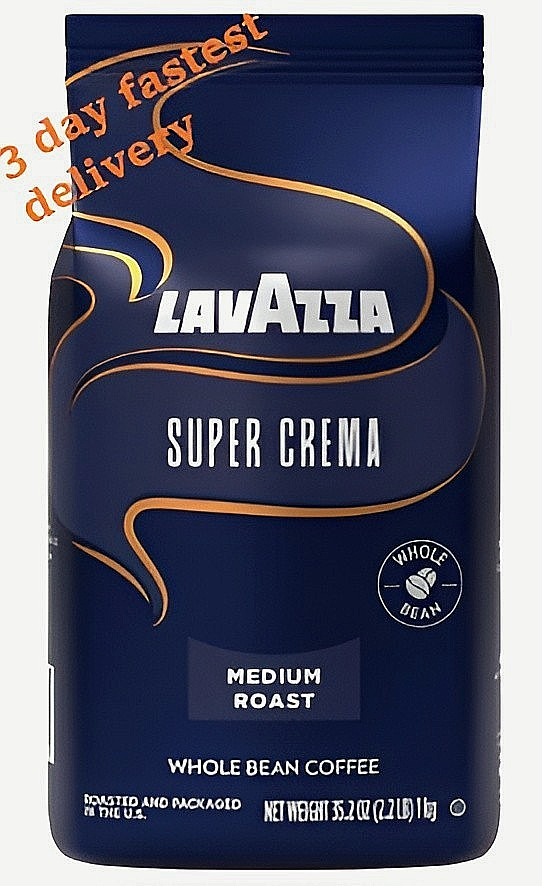 Lavazza Super Crema Whole Bean Coffee Medium Espresso Roast 2.2 lb Bag Pack of 1