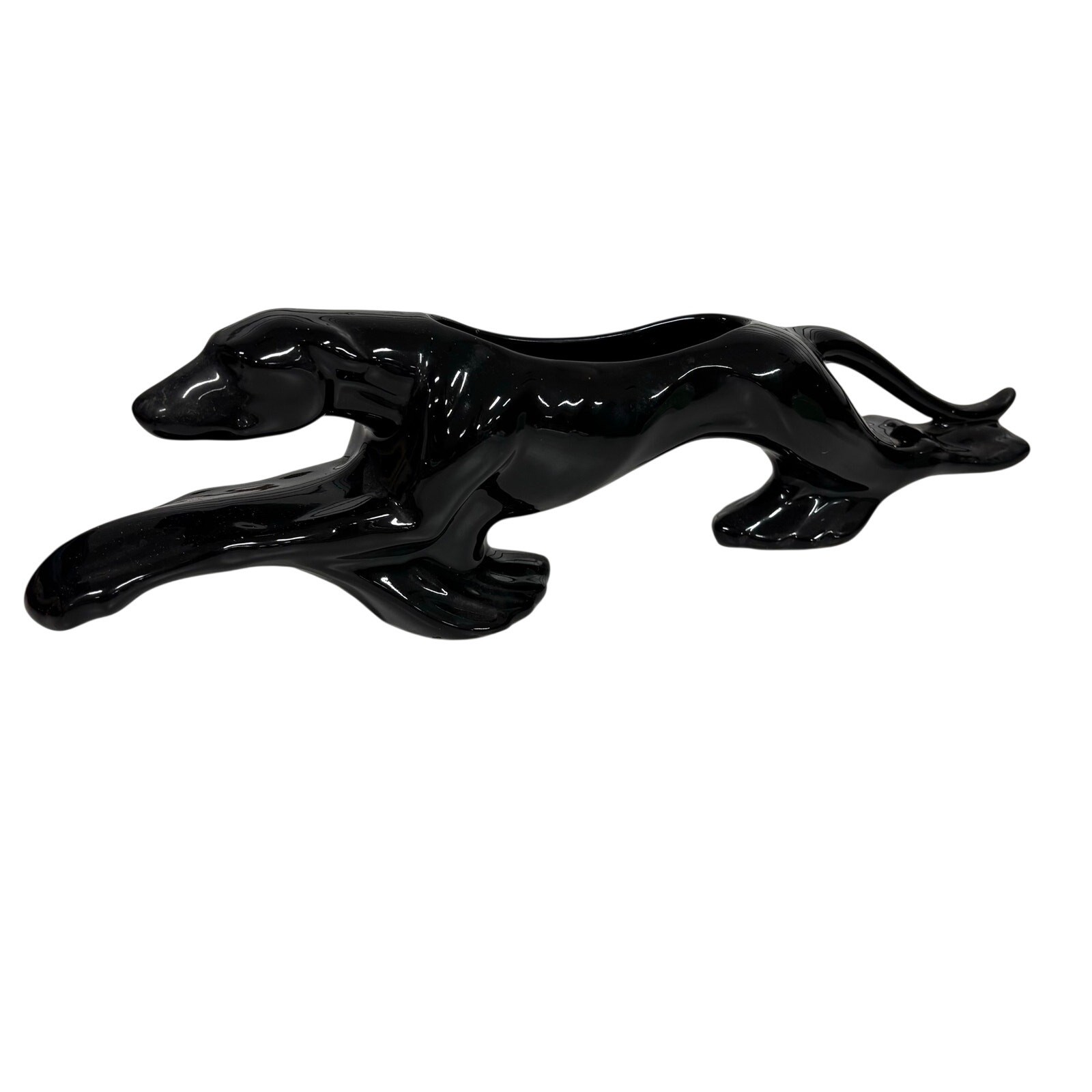 RARE Art Deco MCM Racing Black Greyhound Dog 16” Planter - like the panther