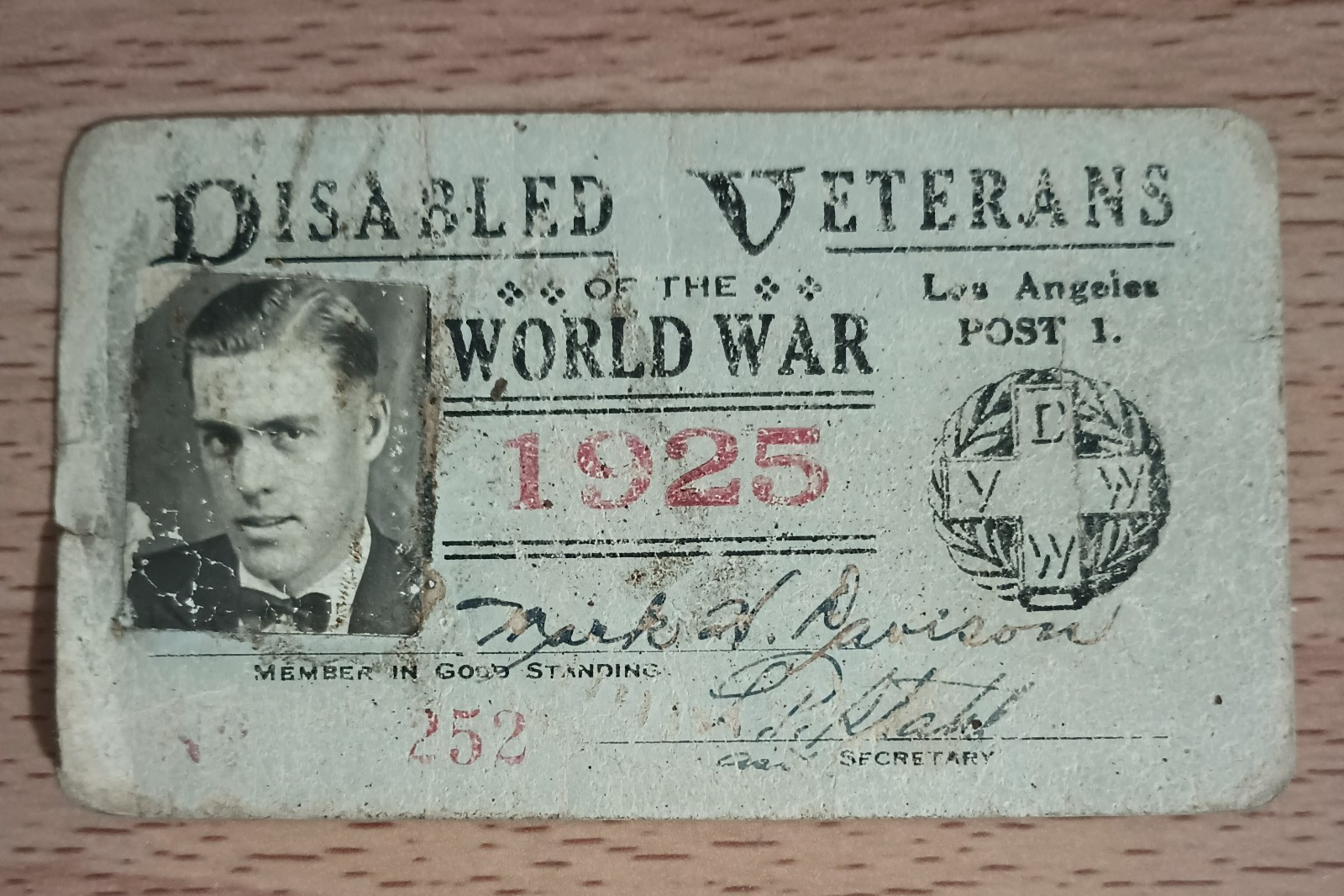 1925 WWI DISABLED VETERANS War Picture Photo ID US Military