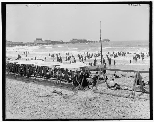 Photo:Bathers at Atlantic City Beach New Jersey Boardwalk Pier