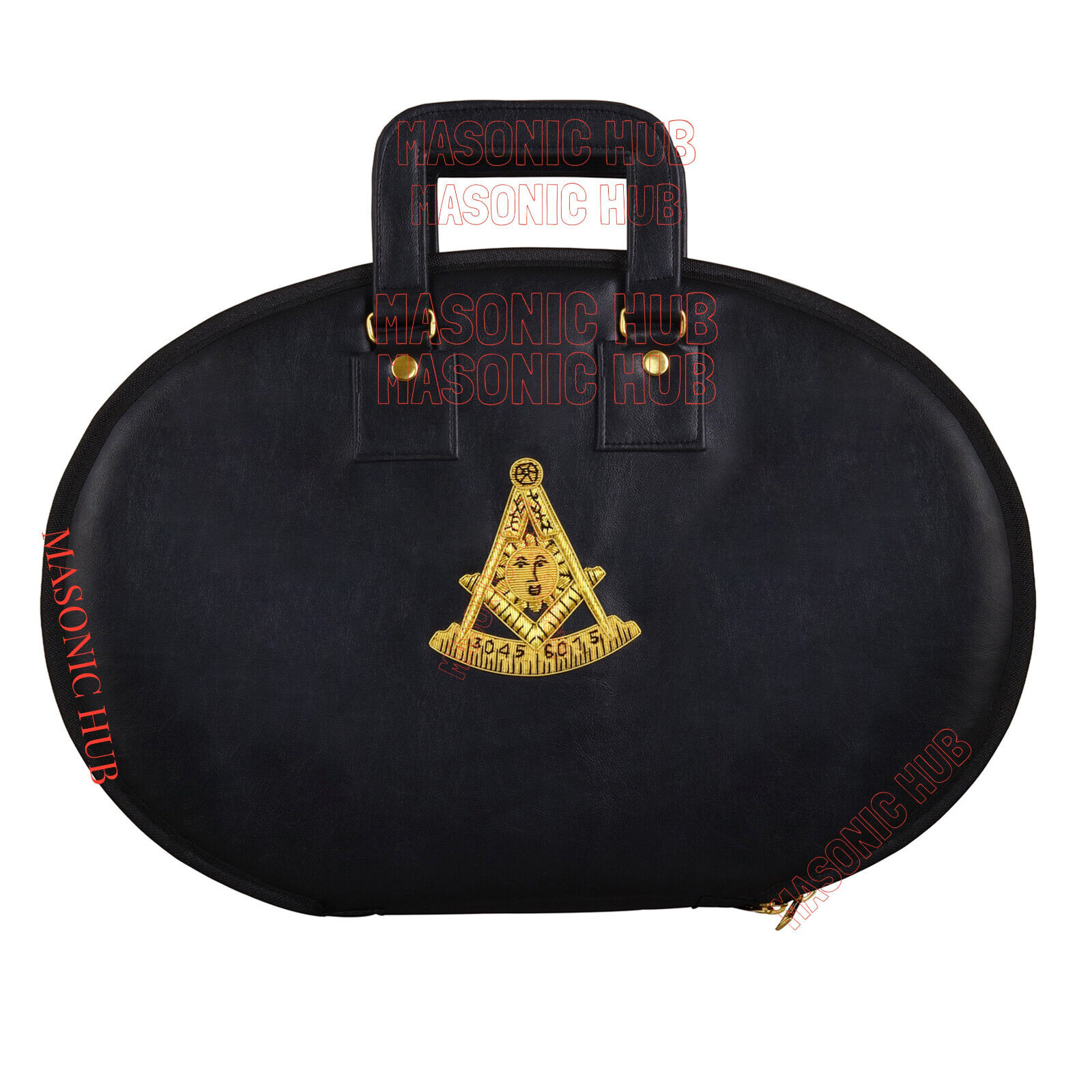 Masonic Hand Embroidered Past Master Chain Collar Case with Handle [ BLACK ]
