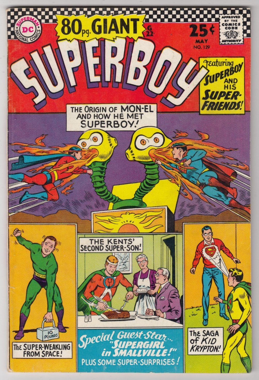 Superboy #129 -  DC COMICS, May 1966, GIANT 80 PG. \
