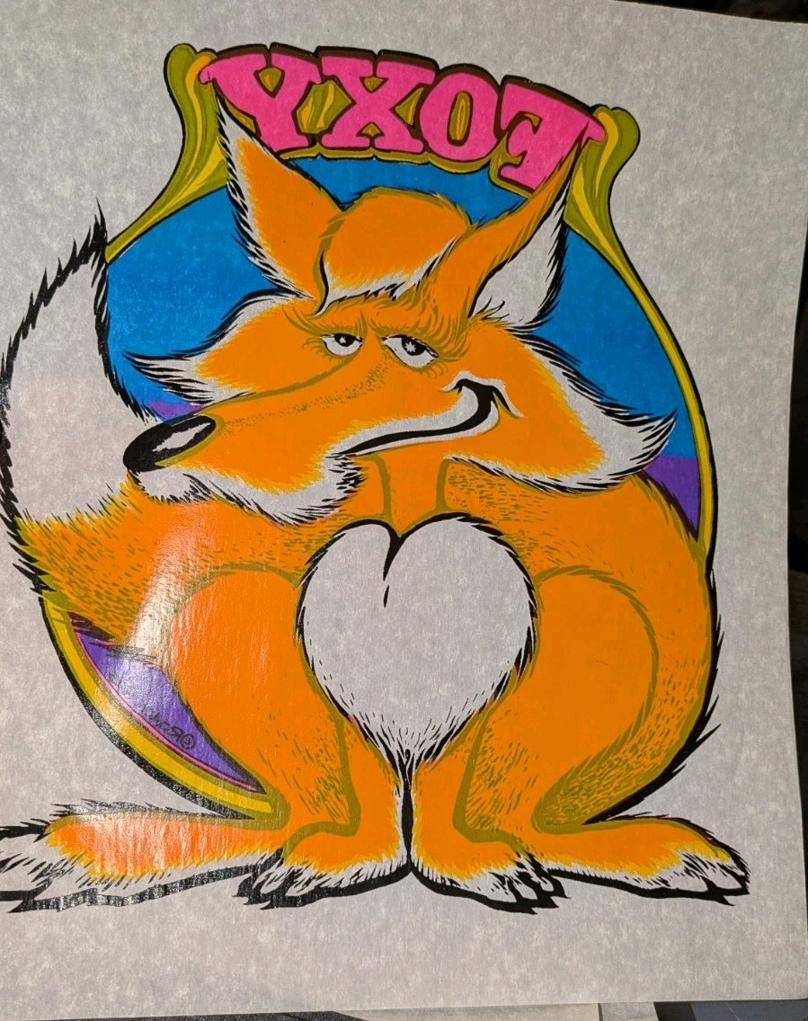Vintage 1970s Roach Iron On Transfer Foxy Day Glo Fox Retro T-Shirt NOS Unused